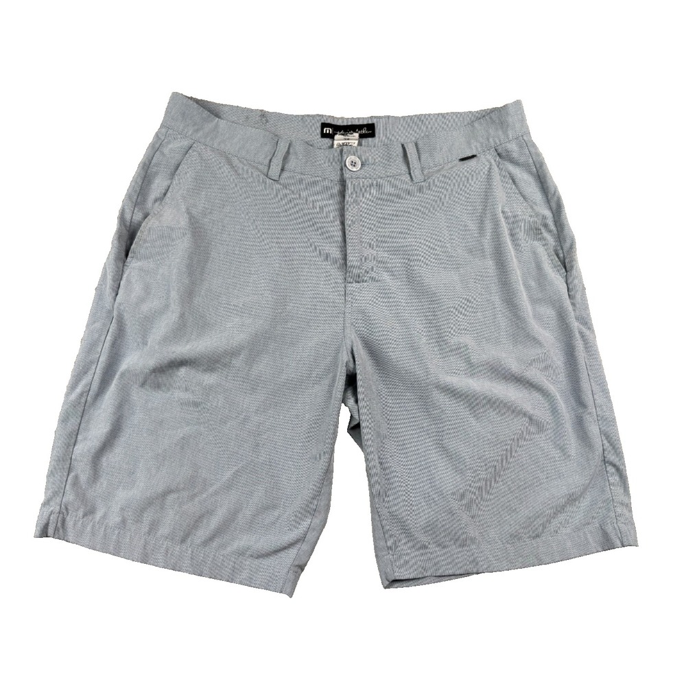 TravisMathew Men's Golf Shorts Size 34 Blue Gray Micro Stripe Stretch